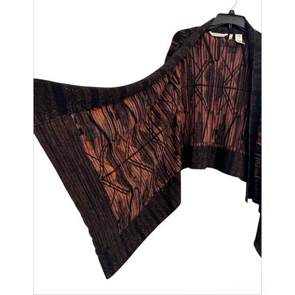 Soft Surroundings Black Aztec Shrug Sweater Cardigan Wool Blend Women's Small - Picture 2 of 6